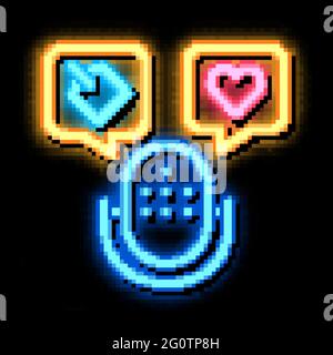 Abbildung des Leuchtsymbols für das Mikrofonetikett Stock Vektor