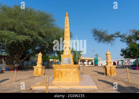 Jaisalmer, Rajasthan, Indien - 15th. Oktober 2019 : Gedenkstätten in Tanot Mata Mandir an der Grenze zu Indien Pakistan in der Wüste Thar, die von der indischen Armee unterhalten wird. Stockfoto