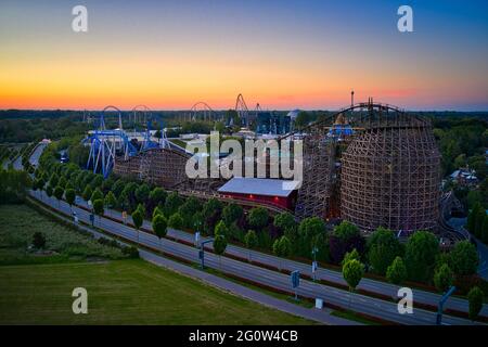 Europa-Park Rust Deutschland Sunset Aerial Photography Stockfoto