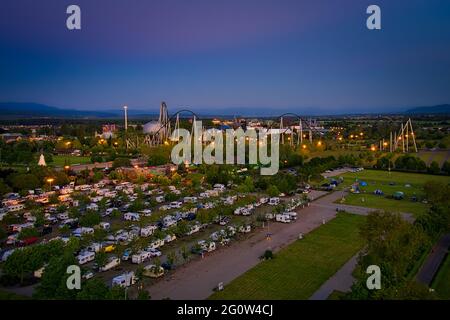 Europa-Park Rust Deutschland Sunset Aerial Photography Stockfoto