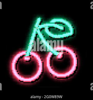 Cherry Fruit Leaf – Illustration mit Leuchtreklamen in Neonfarben Stock Vektor