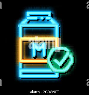 Abbildung des Leuchtsymbols der Milchflasche in Neonfarben Stock Vektor