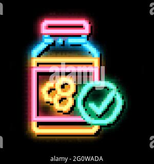 Honigflasche mit Leuchtsymbol in Neonfarben Stock Vektor