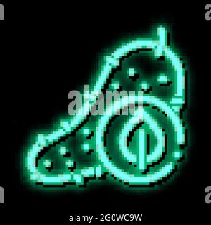 Abbildung des Leuchtsymbols „Gurkenblatt“ in Neonfarben Stock Vektor