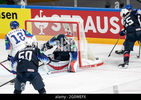 Riga, Lettland. Juni 2021. USA vs Slovakia, Eishockey in Riga, Lettland, Juni 03 2021 Quelle: Independent Photo Agency/Alamy Live News Stockfoto