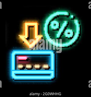 Prozentuale Darstellung des Leuchtsymbols für Karten mit Neonlicht Stock Vektor