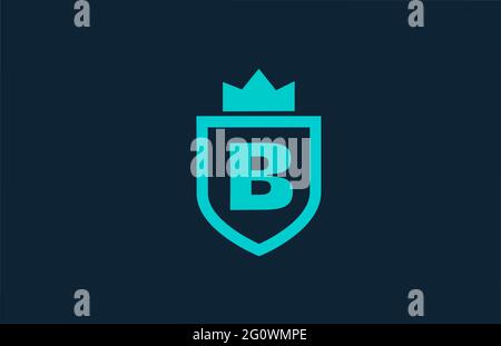 B blaues Schild Alphabet Logo Symbol für Unternehmen mit Brief. Kreatives Design für Unternehmen und Unternehmen mit Königskrone Stockfoto