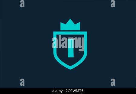Ich blaue Schild Alphabet Logo-Symbol für Unternehmen mit Brief. Kreatives Design für Unternehmen und Unternehmen mit Königskrone Stockfoto