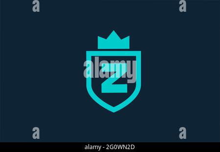 Z blaues Schild Alphabet Logo Symbol für Unternehmen mit Brief. Kreatives Design für Unternehmen und Unternehmen mit Königskrone Stockfoto
