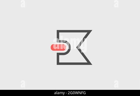Logo-Symbol mit pinkgrauem K-Alphabet. Geometrisches Design für Firmenidentität mit Linie Stockfoto