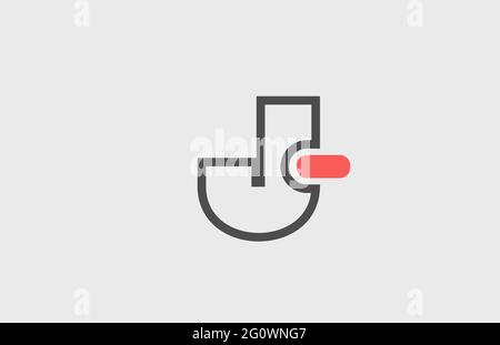 Logo-Symbol mit pinkgrauem J-Alphabet. Geometrisches Design für Firmenidentität mit Linie Stockfoto