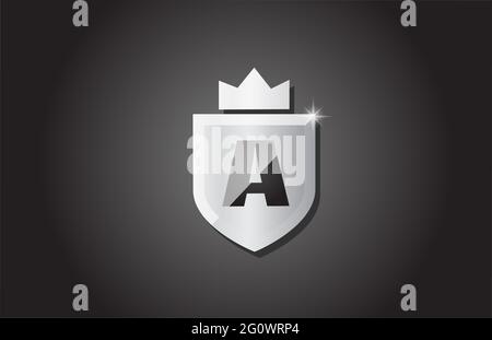 Kreatives Schild EIN Alphabet Buchstaben Logo Symbol in grau Farbe. Corporate Business Design für Firmenvorlage Identität mit Königskrone und Lichtfunke Stockfoto