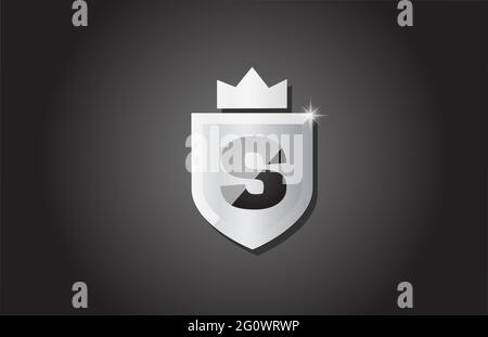 Kreatives Schild S Alphabet Buchstaben Logo-Symbol in grauer Farbe. Corporate Business Design für Firmenvorlage Identität mit Königskrone und Lichtfunke Stockfoto