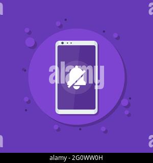 Benachrichtigungen aus-Symbol mit einem Telefon, Vektor Stock Vektor