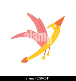 Cute Cartoon Pterodactyl auf einem weißen Hintergrund, Vektor-Illustration. Stock Vektor