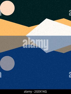 Geometrische Landschaft Silhouette generative Kunst Poster Illustration Stock Vektor