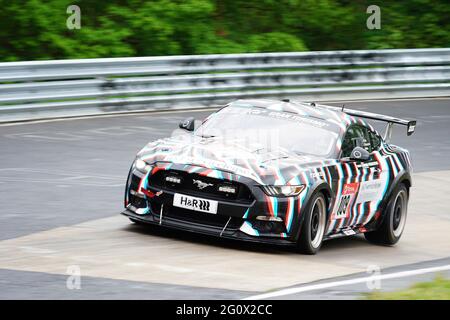 Nurburg, Deutschland. 03 2021. Juni: 24h-Rennen 2021, Nürburgring, 03.06. - 06.06.2021, im Bild Nr. 109: Ford Mustang GT Caba, Ralph (DEU) Sprungmann, Oliver (DEU) Mohr, Michael (DEU) Quelle: dpa picture Alliance/Alamy Live News Stockfoto