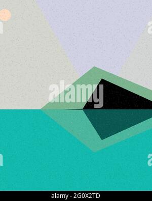 Geometrische Landschaft Silhouette generative Kunst Poster Illustration Stock Vektor