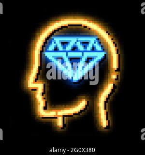 Diamond man hat in Neonfarben leuchtende Ikone Illustration Stock Vektor