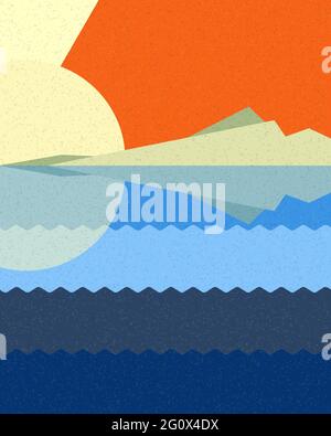 Geometrische Landschaft Silhouette generative Kunst Poster Illustration Stock Vektor