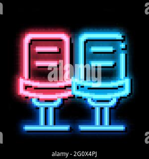 Spielerstühle mit Leuchtreklamen in Neonfarben Stock Vektor