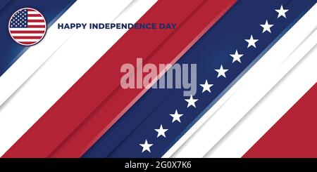 Happy Independence Day für den Vereinigten Staat von Amerika mit amerikanischen Flagge Hintergrund-Design. Gute Vorlage für U.S.A Independence Day Design. Stock Vektor