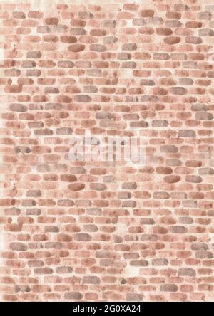 Gemauerte Grunge-Wand. Handgezeichnete Aquarelldarstellung und Hintergrund Stockfoto