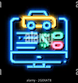 Online Car Buy Neon Glow Symbol Illustration Stock Vektor