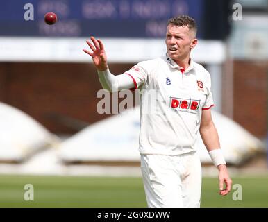 Chelmsford, Großbritannien. Juni 2021. CHELMSFORD ENGLAND - 03. JUNI: Essex's Peter Siddle während LV Insurance County Championship Group 1 Tag einer von vier Tagen zwischen Essex CCC und Nottinghamshire CCC auf dem Cloudfm County Ground am 3. Juni 2021 in Chelmsford, England Credit: Action Foto Sport/Alamy Live News Stockfoto