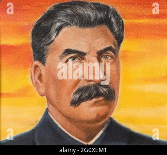 Ein Porträt von Josef Stalin, gezeichnet für das britische Informationsministerium vom österreichischen Künstler William Timym Stockfoto