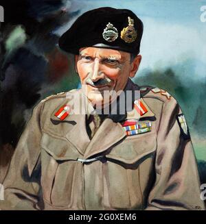 Ein Porträt von Bernard Montgomery aus der Kriegszeit Stockfoto