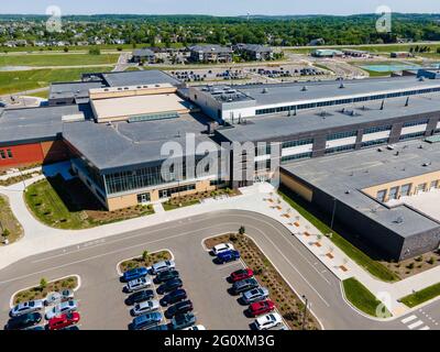 Luftaufnahme der neuen Verona Area High School; Verona, Wisconsin, USA Stockfoto