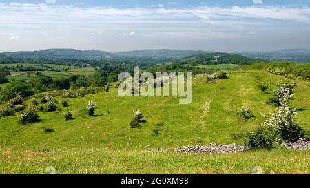 Dolebury Warren Hill Fort in Mendip Hills oberhalb von Churchill, Somerset Stockfoto