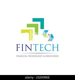 Modernes Logo-Konzept für Fintech- und digitale Finanztechnologien Stock Vektor