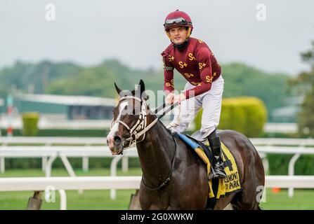 Elmont, NY, USA. Juni 2021. 3. Juni 2021: Change of Control #4, unter Colby Hernandez, gewinnt am Donnerstag beim Belmont Stakes Festival im Belmont Park in Elmont, New York, die Intercontinental Stakes. Scott Serio/Eclipse Sportswire/CSM/Alamy Live News Stockfoto