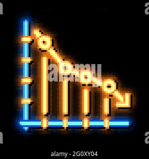 Darstellung des Leuchtsymbols für Falling Chart mit Neonlicht Stock Vektor