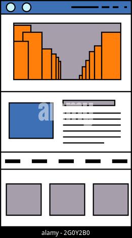 Dies ist eine Illustration des Webbildschirms, der auf einem Smartphone angezeigt wird Stock Vektor