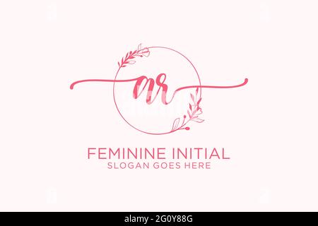 AR Beauty Monogramm und elegantes Logo Design Handschrift Logo der ersten Unterschrift, Hochzeit, Mode, Blumen und botanische mit kreativen Vorlage. Stock Vektor