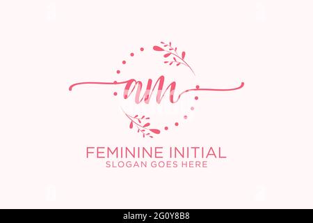 AM Beauty Monogramm und elegantes Logo Design Handschrift Logo der ersten Unterschrift, Hochzeit, Mode, Blumen und botanische mit kreativen Vorlage. Stock Vektor