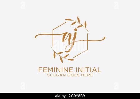 AJ Beauty Monogramm und elegantes Logo Design Handschrift Logo der ersten Unterschrift, Hochzeit, Mode, Blumen und botanischen mit kreativen Vorlage. Stock Vektor