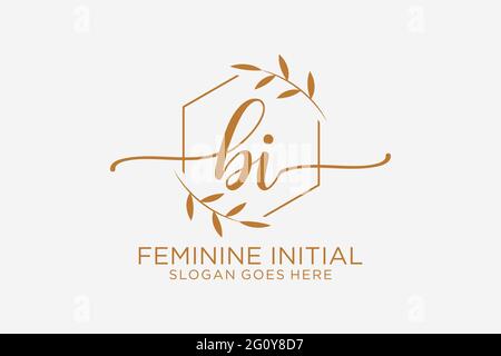 BI Beauty Monogramm und elegantes Logo Design Handschrift Logo der ersten Unterschrift, Hochzeit, Mode, Blumen und botanische mit kreativen Vorlage. Stock Vektor