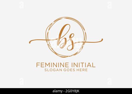 BS Beauty Monogramm und elegantes Logo Design Handschrift Logo der ersten Unterschrift, Hochzeit, Mode, Blumen und botanische mit kreativen Vorlage. Stock Vektor