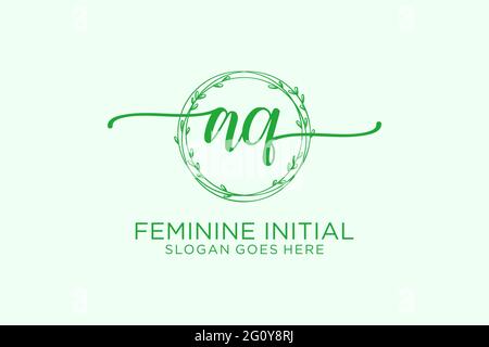 AQ Beauty Monogramm und elegantes Logo Design Handschrift Logo der ersten Signatur, Hochzeit, Mode, Blumen und botanischen mit kreativen Vorlage. Stock Vektor