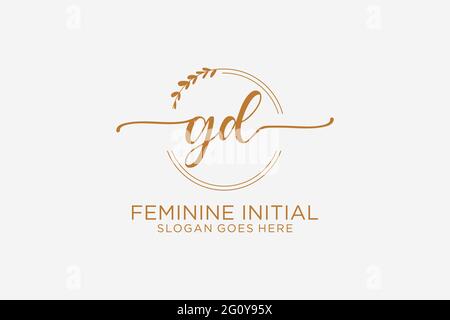 GD Beauty Monogramm und elegantes Logo Design Handschrift Logo der ersten Unterschrift, Hochzeit, Mode, Blumen und botanische mit kreativen Vorlage. Stock Vektor