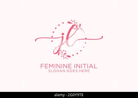 JL Beauty Monogramm und elegantes Logo Design Handschrift Logo der ersten Unterschrift, Hochzeit, Mode, Blumen und botanischen mit kreativen Vorlage. Stock Vektor