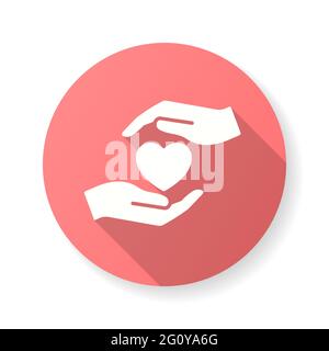 Symbol für wohltätige Zwecke. Einfache Illustration mit langem Schatten isoliert für Grafik- und Webdesign. Stock Vektor