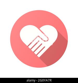 Symbol für wohltätige Zwecke. Einfache Illustration mit langem Schatten isoliert für Grafik- und Webdesign. Stock Vektor