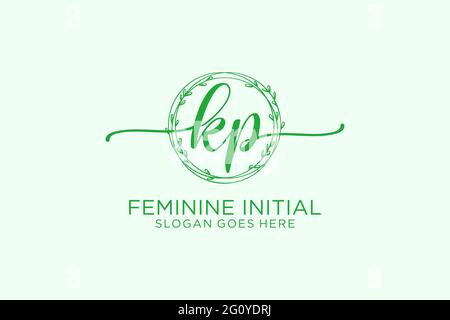 KP Beauty Monogramm und elegantes Logo Design Handschrift Logo der ersten Unterschrift, Hochzeit, Mode, Blumen und botanische mit kreativen Vorlage. Stock Vektor