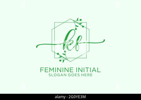 KF Beauty Monogramm und elegantes Logo Design Handschrift Logo der ersten Unterschrift, Hochzeit, Mode, Blumen und botanischen mit kreativen Vorlage. Stock Vektor