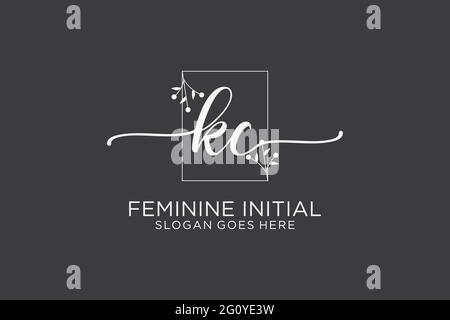 KC Beauty Monogramm und elegantes Logo Design Handschrift Logo der ersten Unterschrift, Hochzeit, Mode, Blumen und botanischen mit kreativen Vorlage. Stock Vektor